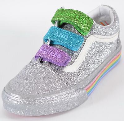 New VANS Old Skool V FLOUR SHOP Silver Rainbow Glitter PRIDE Sneakers Shoes 7