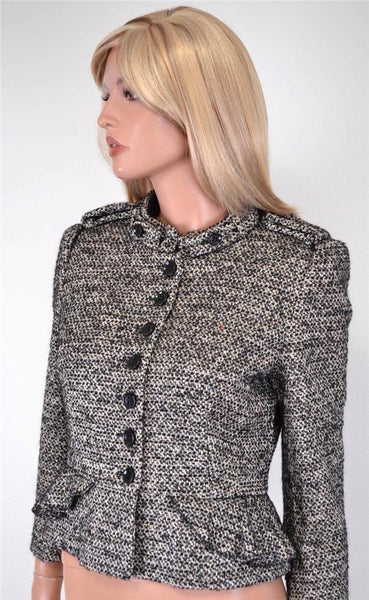 NEW KAREN MILLEN JP017 $380 WOOL BLEND TWEED PEPLUM MILITARY JACKET~ 12 16 44