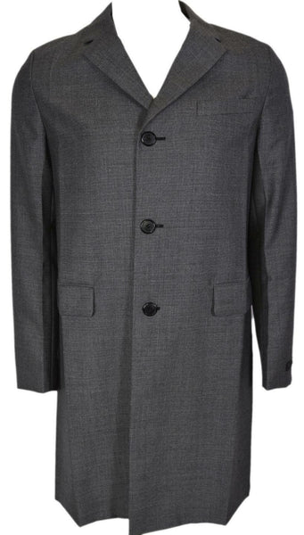 New Prada Men's $2,800 UC361D Grey 100% Wool Coat Jacket 50 IT 40 U.S. M