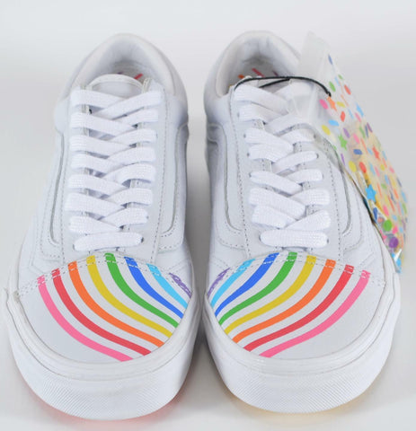 New VANS Old Skool V FLOUR SHOP Rainbow PRIDE Leather Sneakers Shoes 8.5