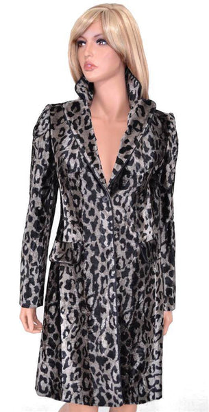 NEW KAREN MILLEN CR069 FAUX PONY SKIN LEOPARD PRINT JACKET MULTI COAT 4 8 36