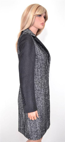 NEW KAREN MILLEN CR020 TAILORED TWEED WOOL BLEND HERRINGBONE MULTI COAT~8 12 40