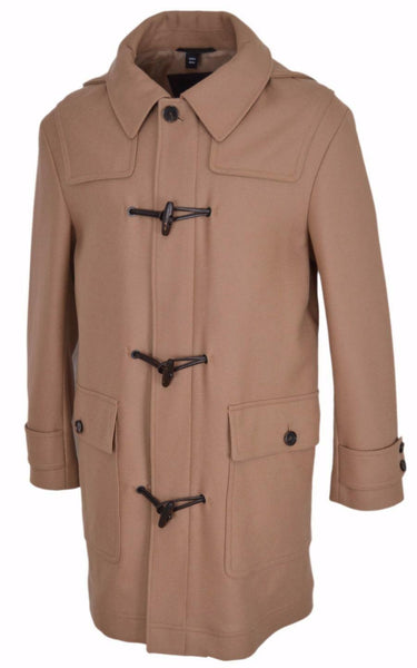 NEW Hugo Boss Men's $895 Wool Blend Camel "The Glen" Duffle Coat 44 U.S. XL