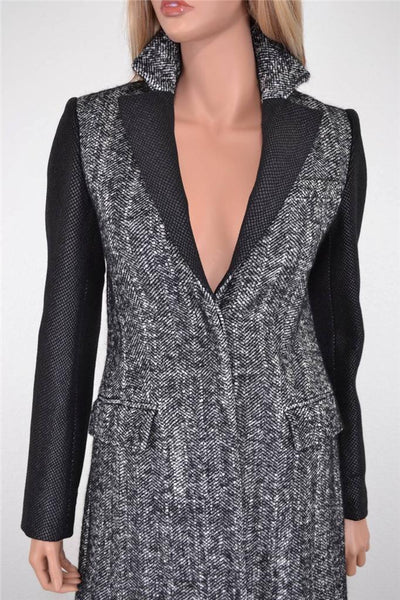 NEW KAREN MILLEN CR020 TAILORED TWEED WOOL BLEND HERRINGBONE MULTI COAT~8 12 40