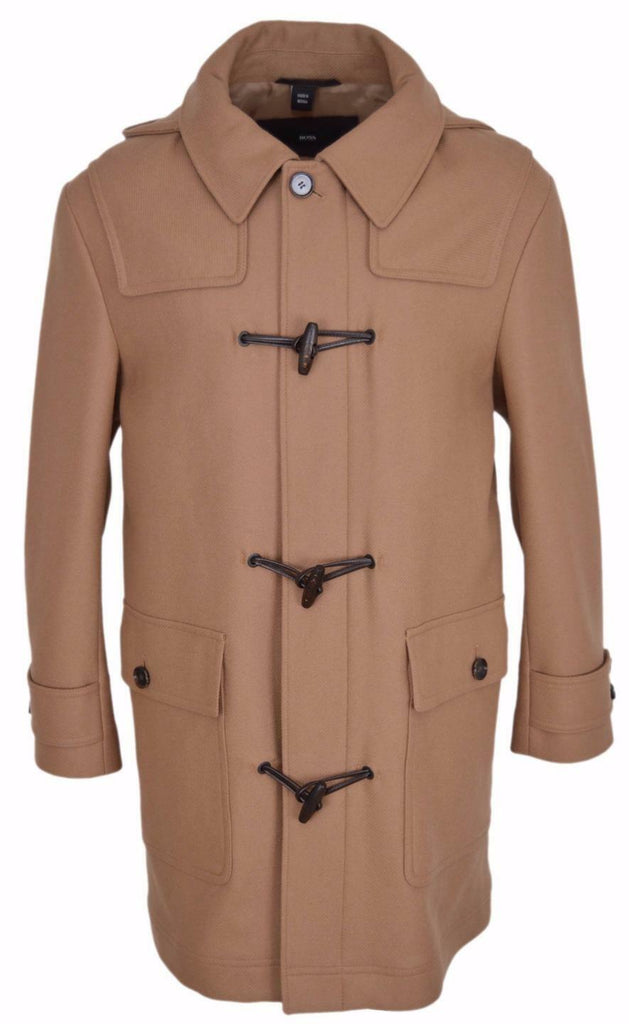 NEW Hugo Boss Men's $895 Wool Blend Camel "The Glen" Duffle Coat 44 U.S. XL
