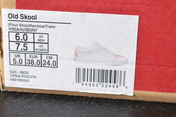 New VANS Old Skool V FLOUR SHOP Rainbow PRIDE Leather Sneakers Shoes 7.5