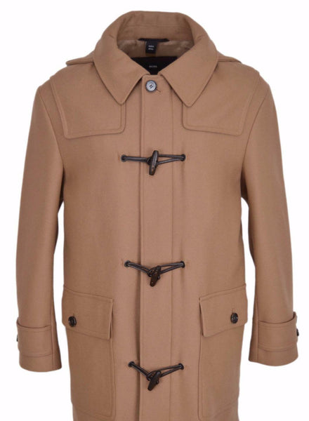 NEW Hugo Boss Men's $895 Wool Blend Camel "The Glen" Duffle Coat 44 U.S. XL