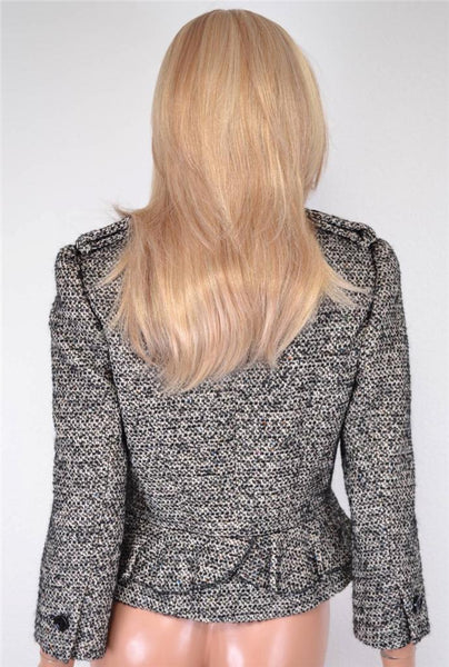 NEW KAREN MILLEN JP017 $380 WOOL BLEND TWEED PEPLUM MILITARY JACKET~ 12 16 44