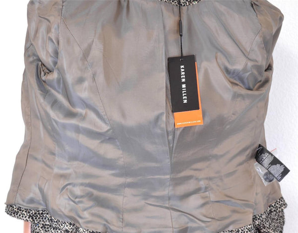 NEW KAREN MILLEN JP017 $380 WOOL BLEND TWEED PEPLUM MILITARY JACKET~ 12 16 44