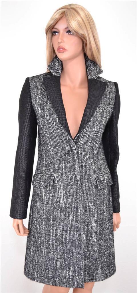 NEW KAREN MILLEN CR020 TAILORED TWEED WOOL BLEND HERRINGBONE MULTI COAT~8 12 40
