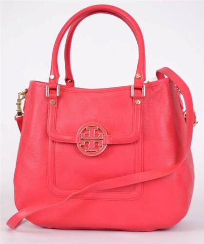 NEW TORY BURCH CARNIVAL RED LEATHER CLASSIC HANDLE AMANDA HOBO PURSE BAG