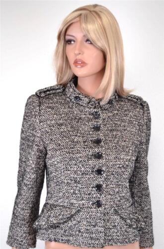 NEW KAREN MILLEN JP017 $380 WOOL BLEND TWEED PEPLUM MILITARY JACKET~ 12 16 44