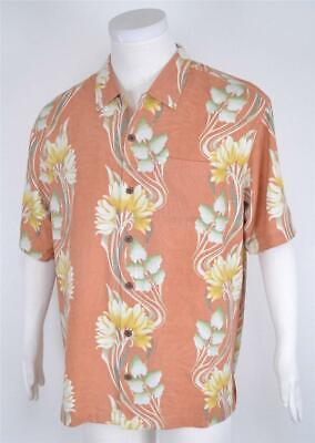 New Tommy Bahama Men's Silk Dynamic Deco Cantaloupe Camp Hawaiian Shirt L