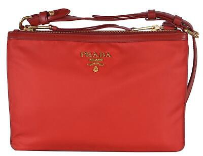 New Prada 1BH046 Red Tessuto Nylon Bandoliera Double Zip