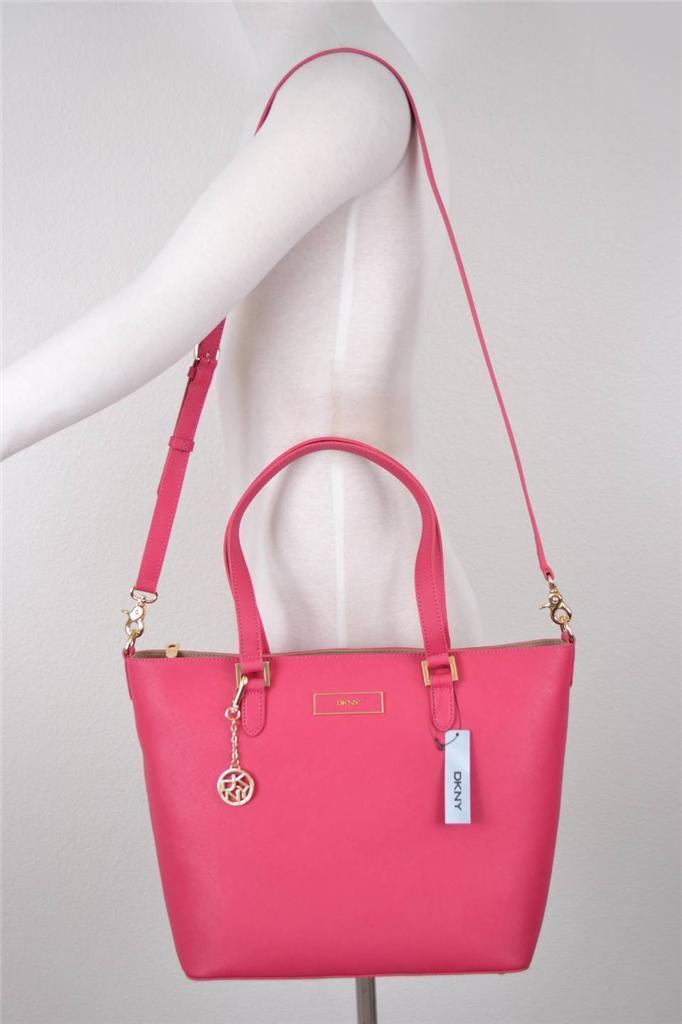 DKNY Saffiano Leather Fuchsia Pink Shoulder Bag Crossbody RRP