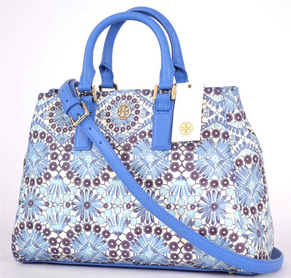 NEW TORY BURCH 11149694 ROBINSON BAHAMA PRINTED TRIANGLE CONVERTIBLE PURSE TOTE