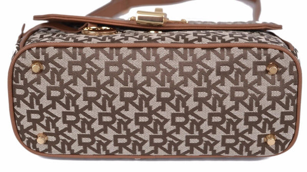 NEW DKNY Donna Karan Chino Logo Heritage Lock Crossbody Top Handle Purse Handbag