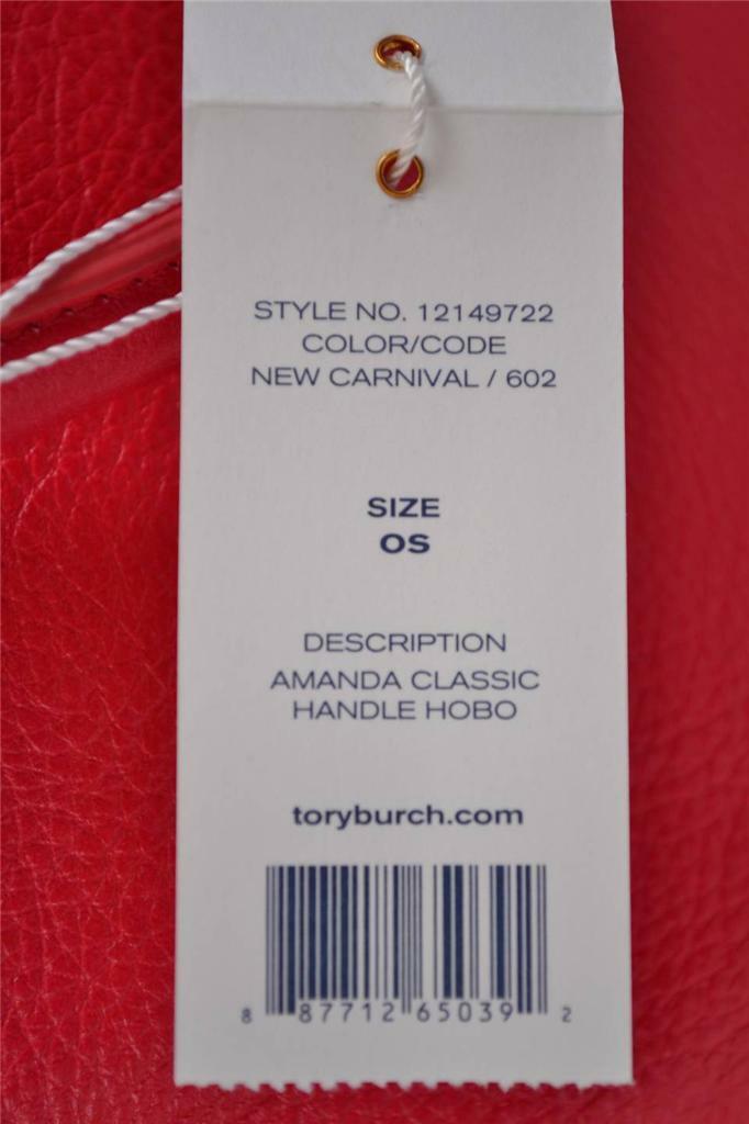 NEW TORY BURCH CARNIVAL RED LEATHER CLASSIC HANDLE AMANDA HOBO