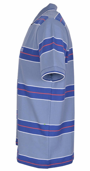 NEW Hugo Boss  Modern Fit Slate Blue Paddy 1 Cotton Striped Polo Golf Shirt S