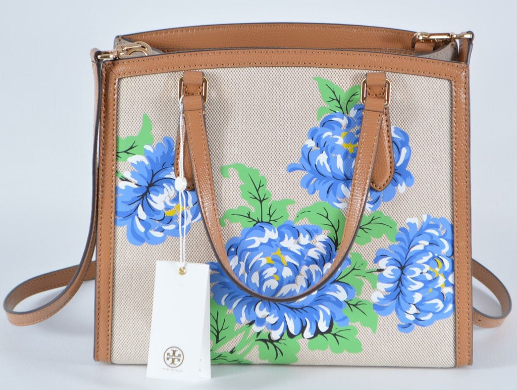 Tory Burch, Bags, Blue Floral Leather Crossbody Purse From Tory Burch