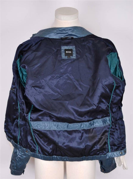 New Hugo Boss Men's Carnos Teal Blue Reflective Rain Windbreaker Jacket 44 54