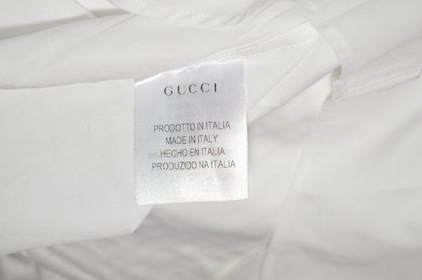 New Gucci Men's 310063 White Cotton Pieced Poplin SLIM FIT Tuxedo Dress Shirt