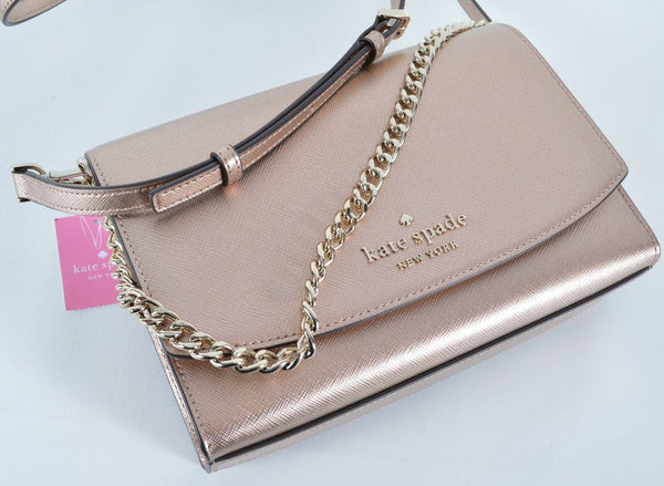 New Kate Spade Metallic Saffiano Leather Rose Gold CARSON Crossbody Purse Bag