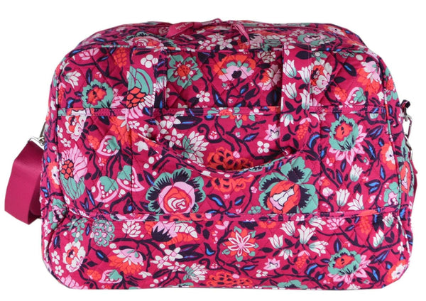 NEW Vera Bradley BLOOM BERRY Floral Print Cotton Medium Traveler Weekender Bag