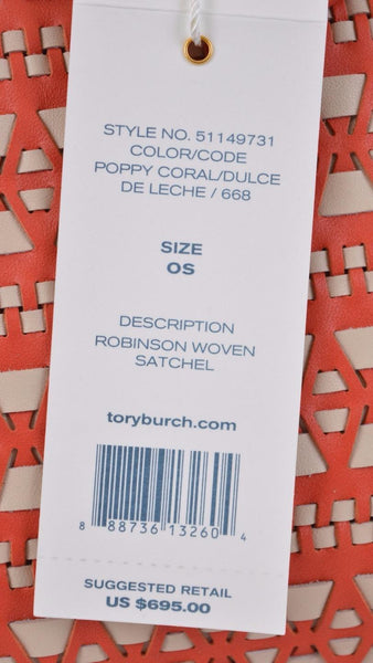 NEW Tory Burch $695 Woven Leather Robinson Convertible Purse Handbag Satchel