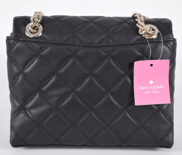 New Kate Spade $429 Black Quilted Leather NATALIA Flap Shoulder Bag Purse