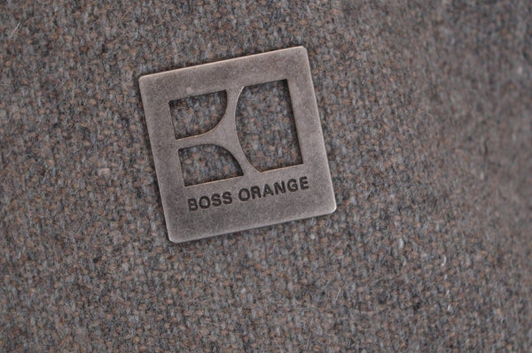 New HUGO BOSS Orange Light Grey Wool Opolice Military Pea Coat Jacket 38 48