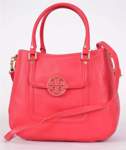 NEW TORY BURCH CARNIVAL RED LEATHER CLASSIC HANDLE AMANDA HOBO PURSE BAG