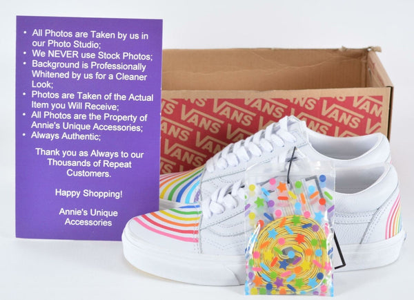 New VANS Old Skool V FLOUR SHOP Rainbow PRIDE Leather Sneakers Shoes 8.5