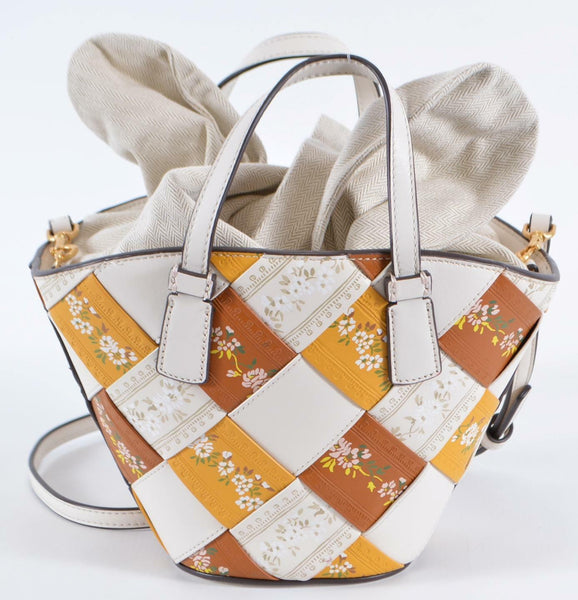 New Tory Burch $498 MCGRAW Woven Floral Mini Crossbody Shopper Tote