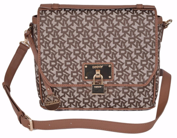 NEW DKNY Donna Karan Chino Logo Heritage Lock Crossbody Top Handle Purse Handbag