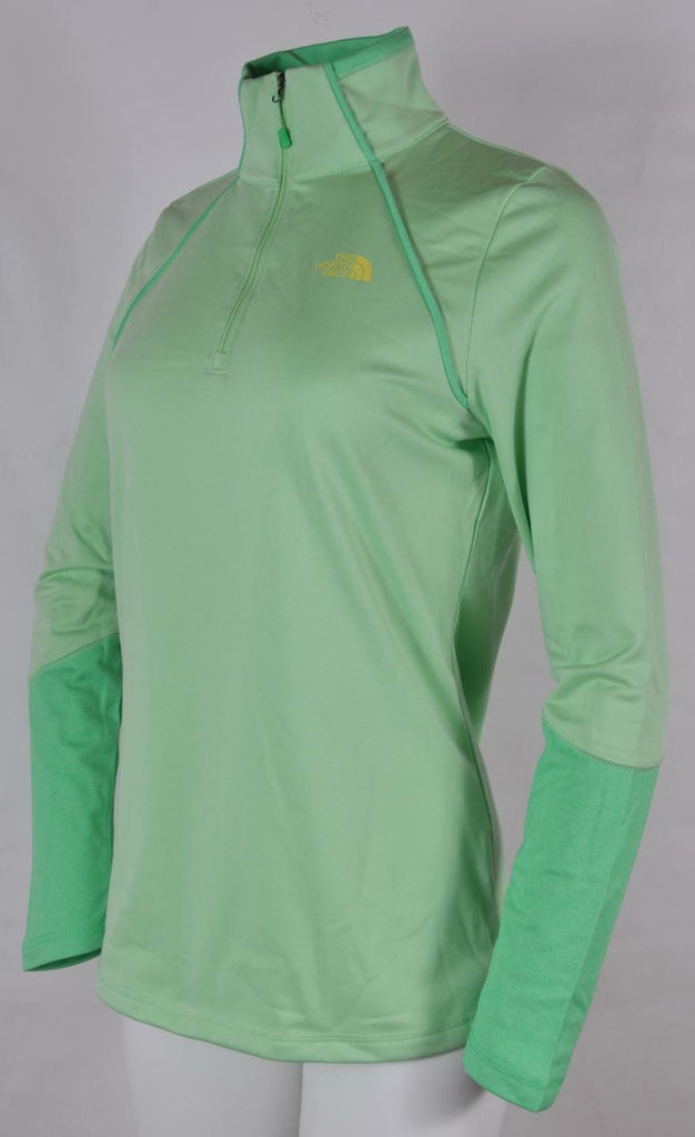 NEW The North Face TNF Women's 100 Green Cinder 1/4 Zip Pullover Stretch Shirt S