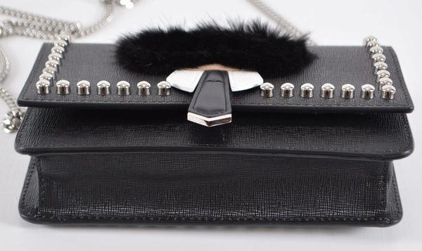 New Fendi KARLITO Saffiano Leather Mustache Wallet on Chain Crossbody Purse Bag