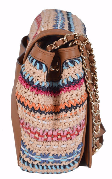 NEW Tory Burch $550 Woven Marion Boho Flap Shoulder Purse Handbag