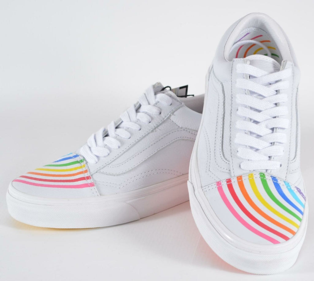Vans Shoes White Vans With Rainbow Skate Shoe White Vans Rainbow