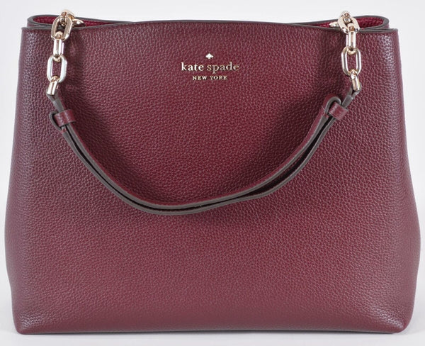 New Kate Spade $399 AUBREY Cherrywood Red Leather Chain Shoulder Bag Purse