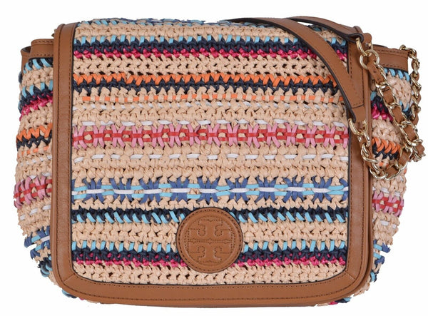 NEW Tory Burch $550 Woven Marion Boho Flap Shoulder Purse Handbag
