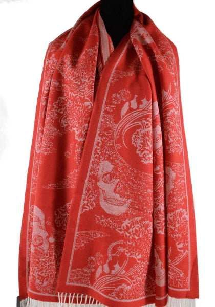 New Alexander McQueen 527942 $875 Large Wool Cashmere DREAMING SKULL Scarf Wrap