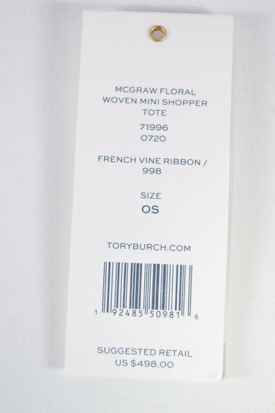 New Tory Burch $498 MCGRAW Woven Floral Mini Crossbody Shopper Tote