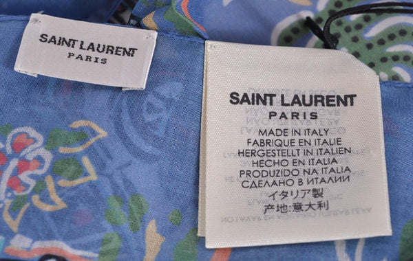 New Saint Laurent YSL Men's 456837 Cotton Car Pattern Handkerchief Pocket Scarf