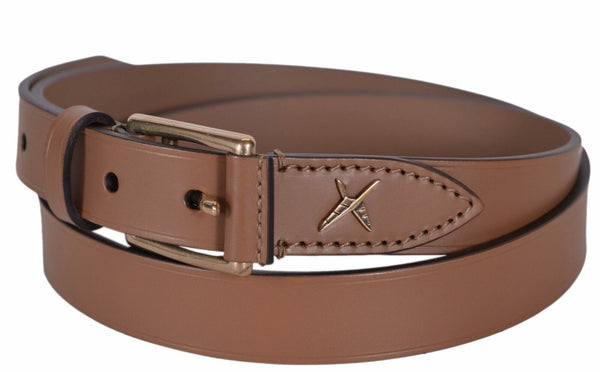 New Gucci Men's 375182 Light Brown Leather Feather Logo Belt