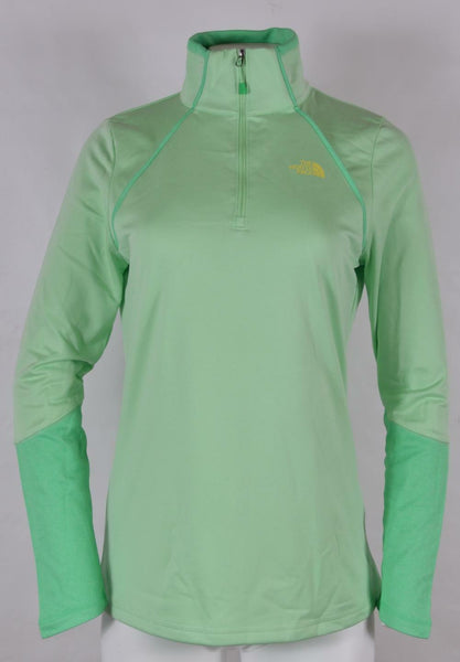 NEW The North Face TNF Women's 100 Green Cinder 1/4 Zip Pullover Stretch Shirt L