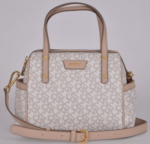 New DKNY Donna Karan Chino Coated Logo Mini Duffel Crossbody Satchel Purse