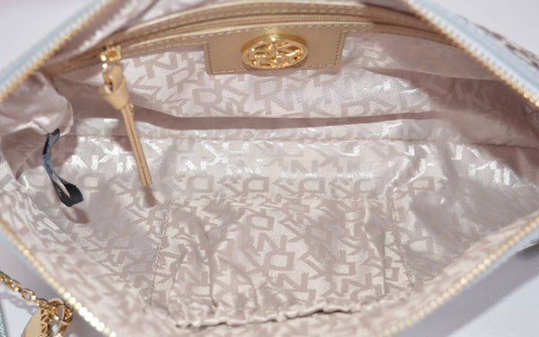 New DKNY Donna Karan Chino Silver Heritage Purse Wristlet Crossbody Bag
