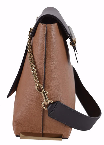 New CHLOÉ $2,460 Savanna Tan Colorblock Calf Leather Clare Purse Shoulder Bag