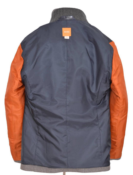 New HUGO BOSS Orange Light Grey Wool Opolice Military Pea Coat Jacket 38 48